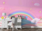 3D Pink Rainbow Background pink rainbow background mural wall mural wallpaper for girls bedroom - view 2