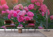 3D Pink Rose Flower Green Leaves Plant Wallpaper Wall Mural Wall Decor Wall Art Wall Sticker Remoable Wallpaper