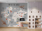 3D Cartoon World Map Vehicle Wall Mural Wallpaper GD 3652- Jess Art Decoration