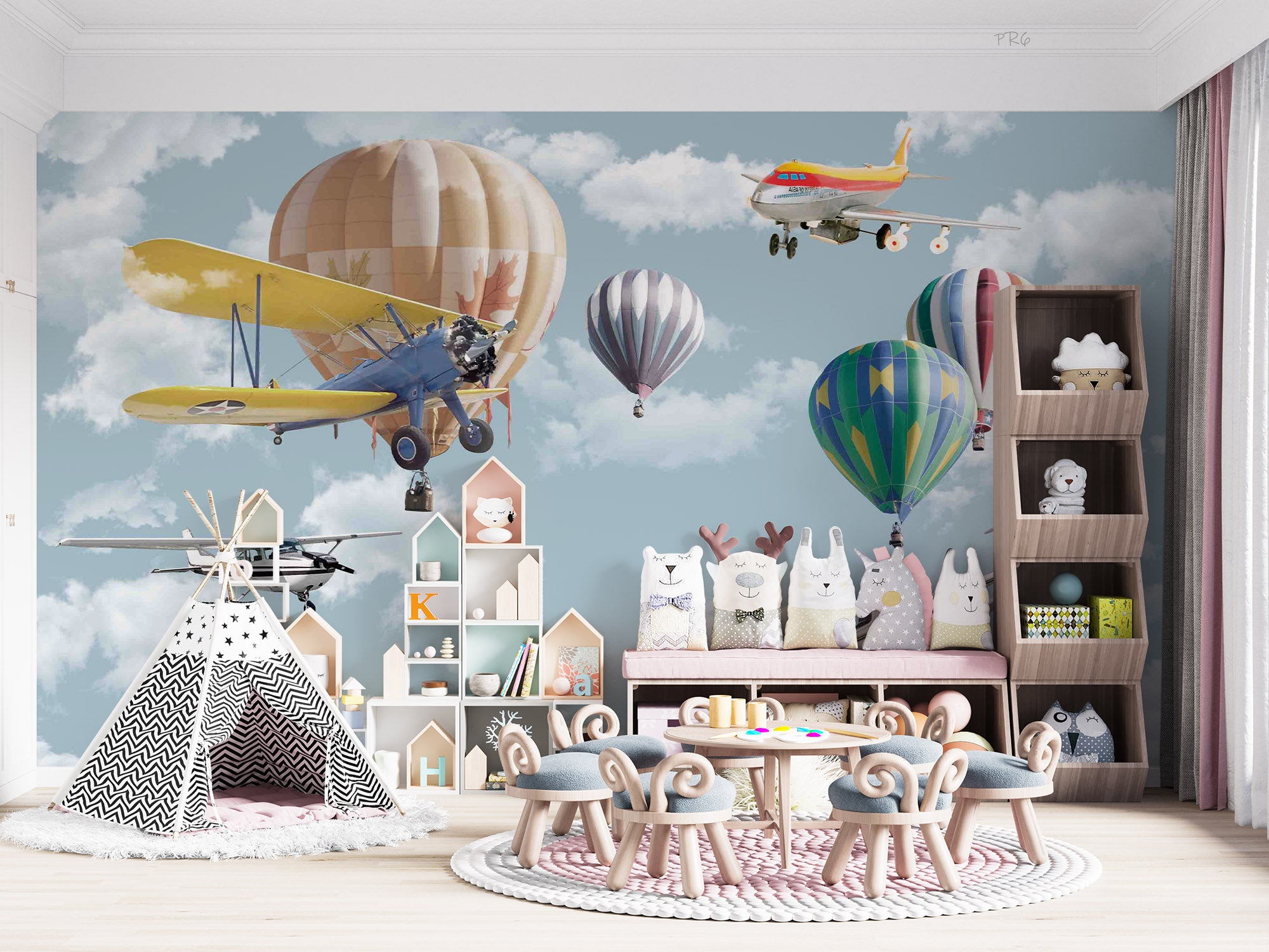 3D Aircraft Balloon Sky Cloud Wall Mural Wallpaper YXL 10- Jess Art Decoration
