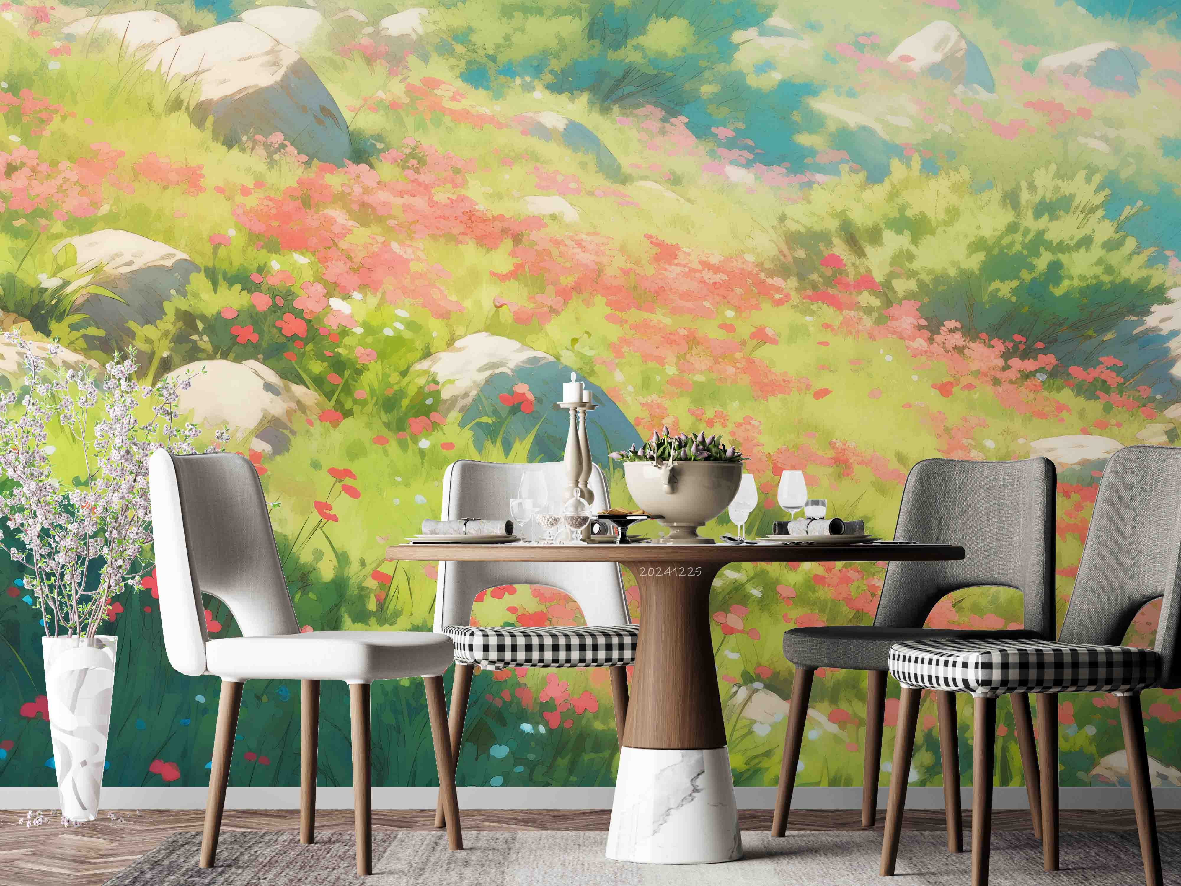 3D Hillside Floral Tree Nature Landscape Wallpaper Wall Mural Wall Decor Wall Art Wall Sticker Remoable Wallpaper LQH 19