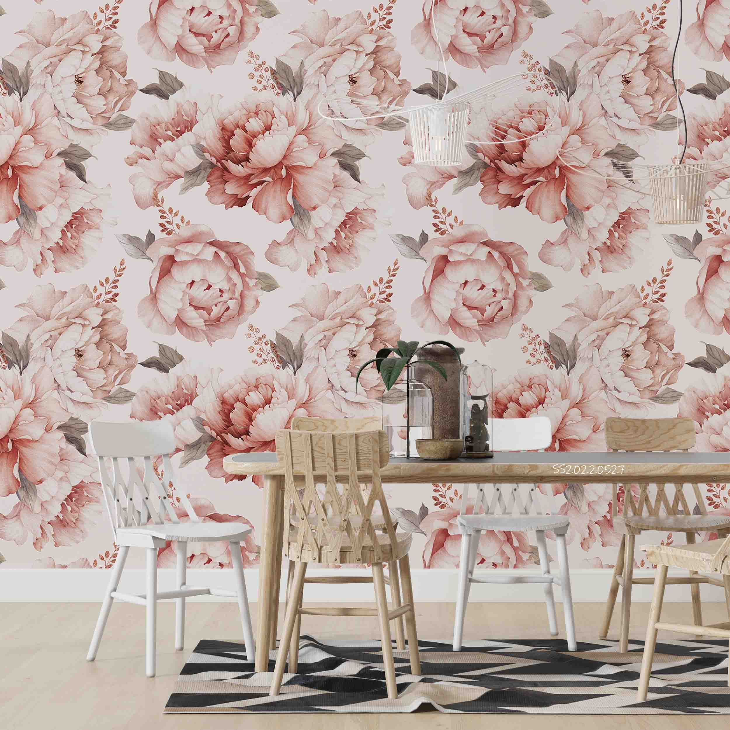 3D Watercolor Summer Peonies Background Wall Mural Wallpaper GD 4188- Jess Art Decoration