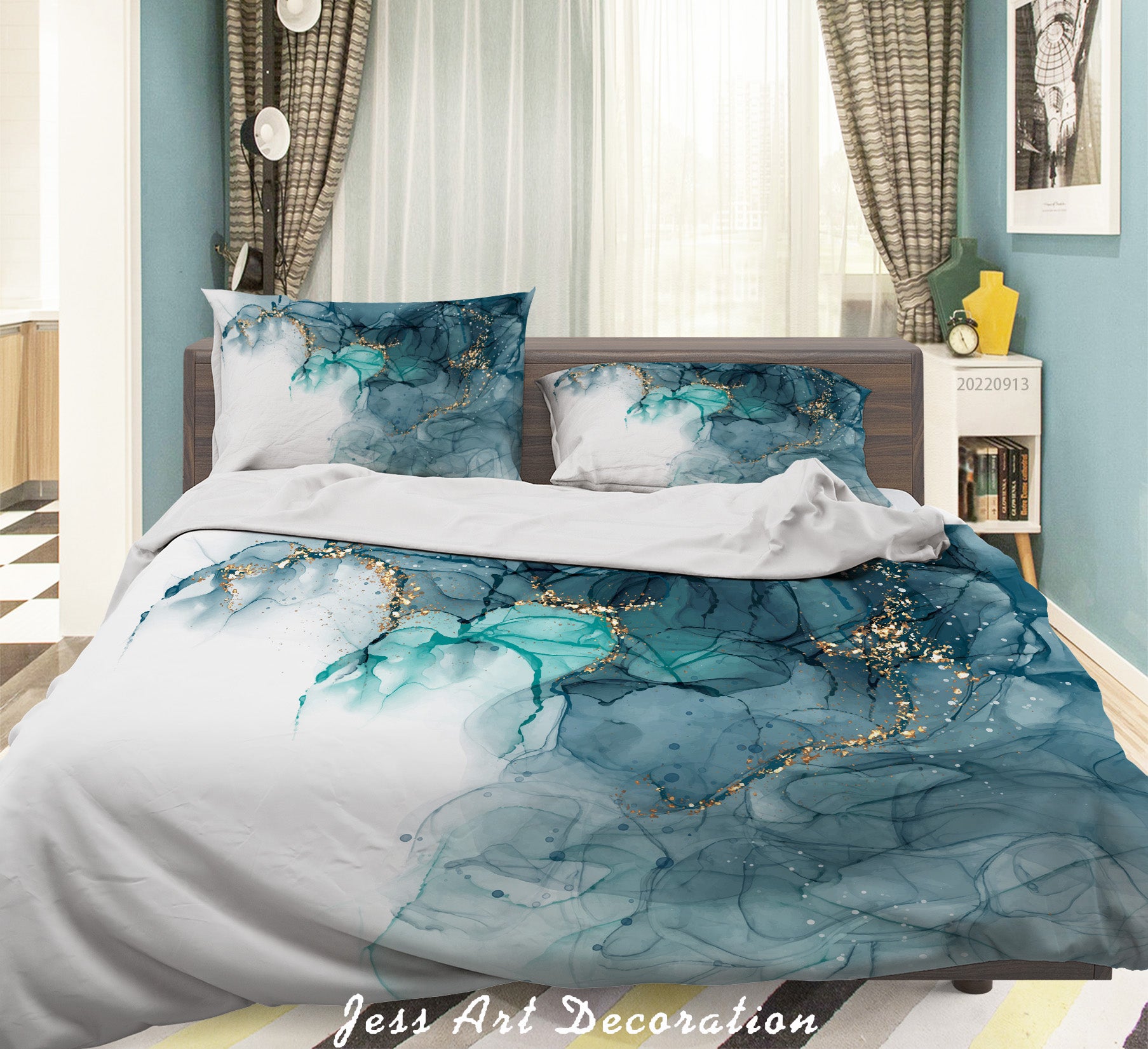 3D  Ink And Wash Fluid Ripple Quilt Cover Set Bedding Set Duvet Cover Pillowcase 77