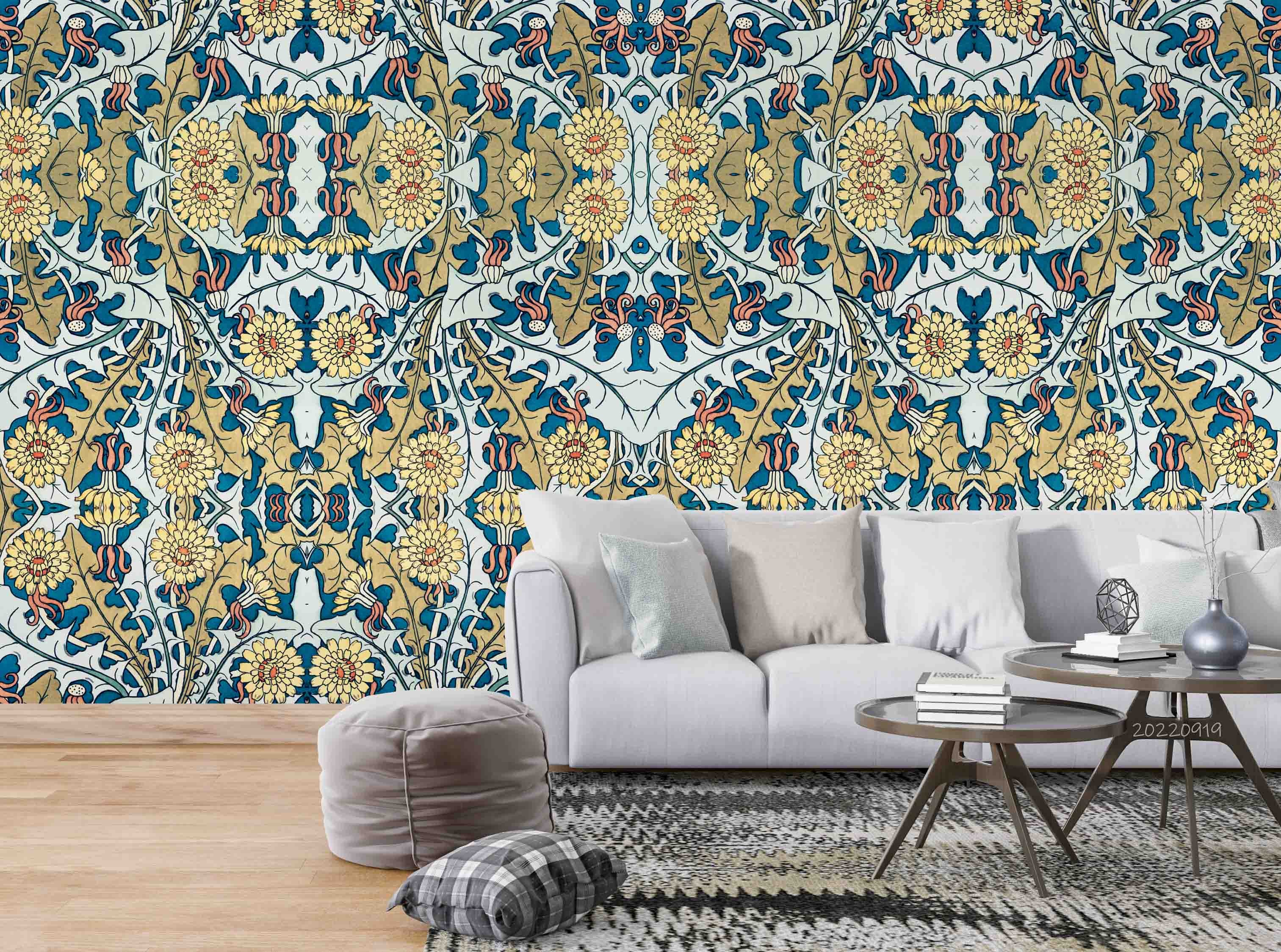3D Art Nouveau Style Dandelion Floral Pattern Background Wall Mural Wallpaper GD 3501- Jess Art Decoration