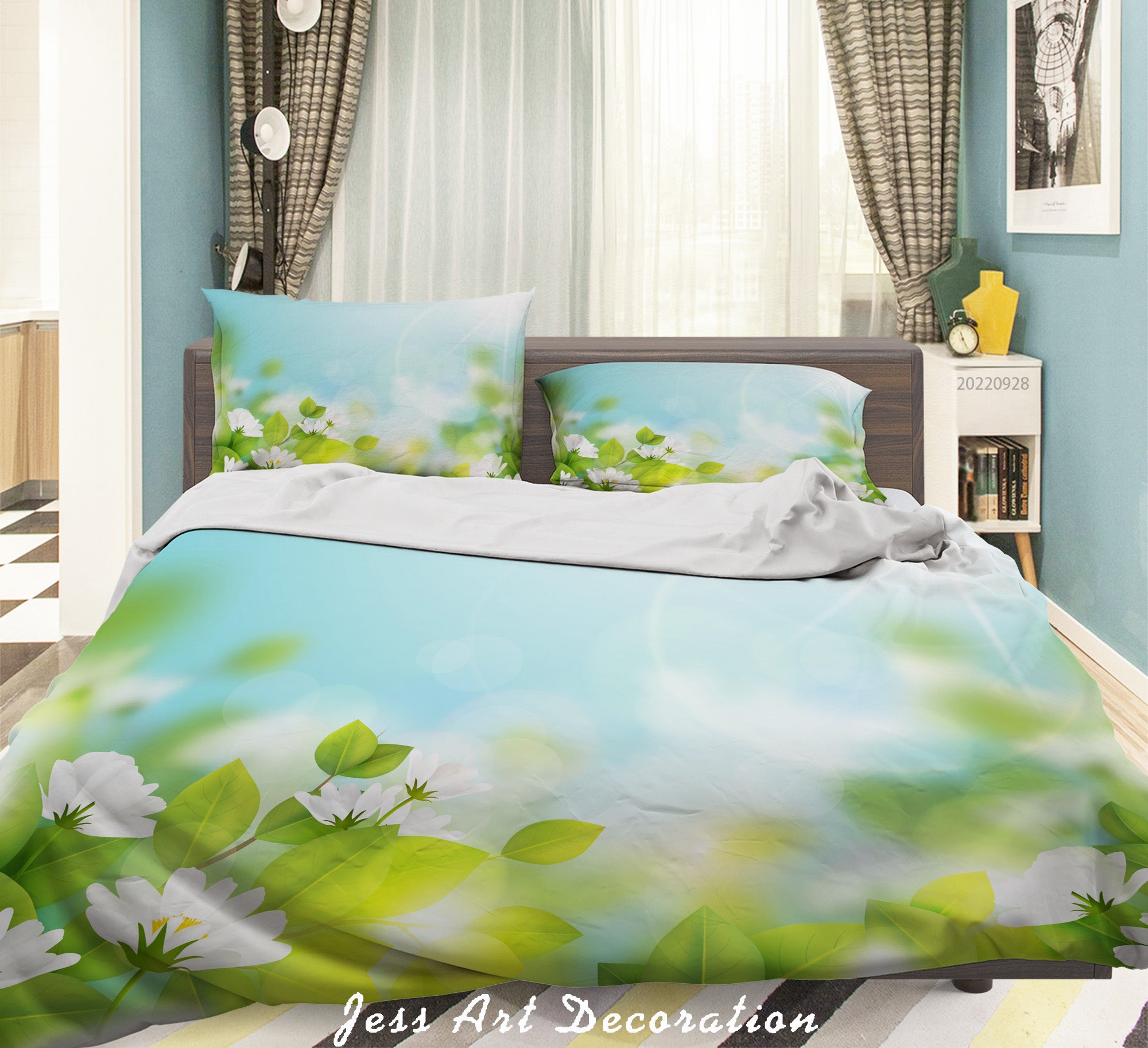 3D Floral Leaf Bluesky Quilt Cover Set Bedding Set Duvet Cover Pillowcase 316