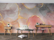 3D Abstract Damaskeen Gold Dust Ellipse Wall Mural Wallpaper YXL 626