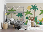 3D Tree Flower Cheetah Sun Bird Wall Mural Wallpaper YXL 322