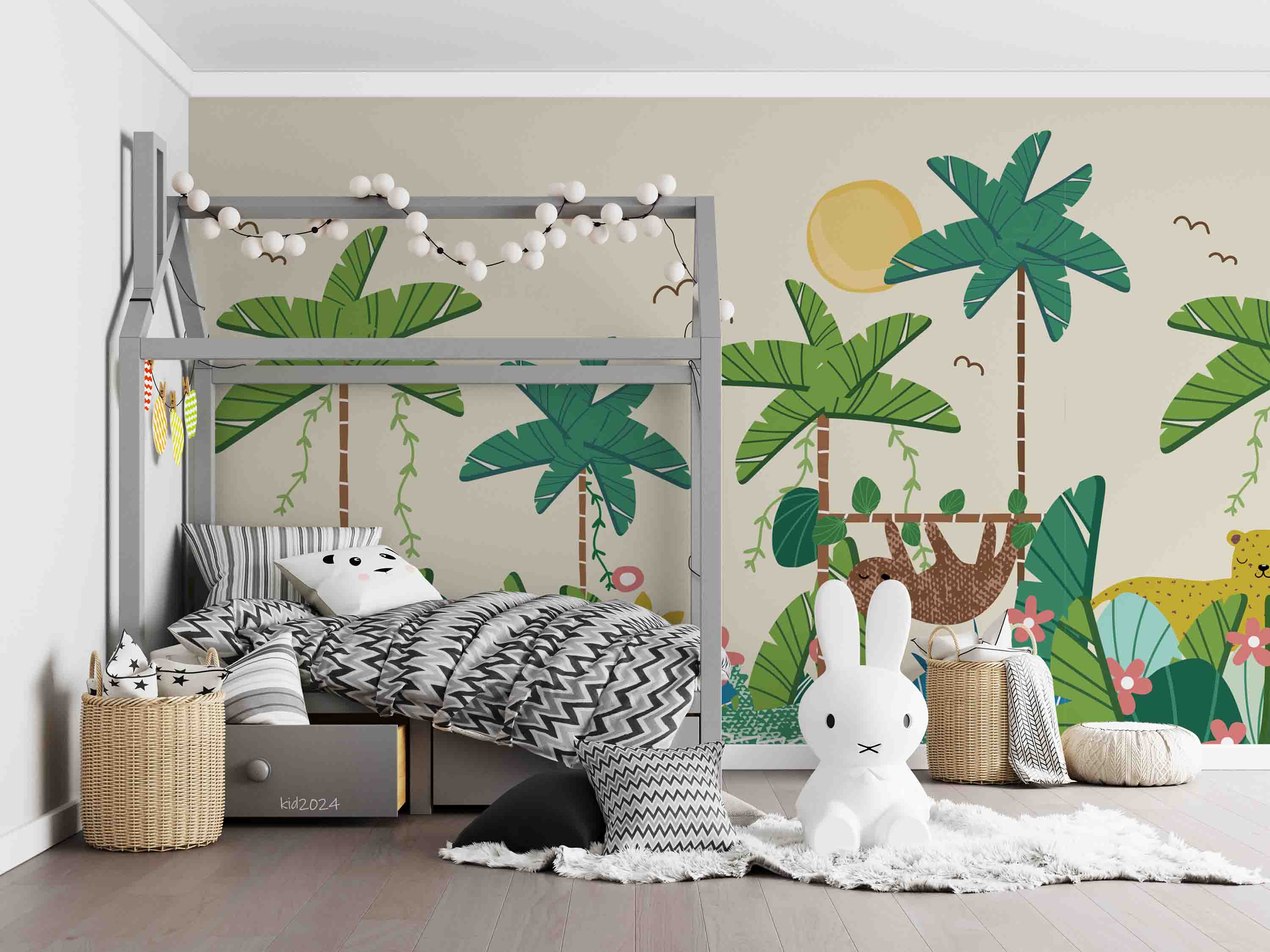 3D Tree Flower Cheetah Sun Bird Wall Mural Wallpaper YXL 322