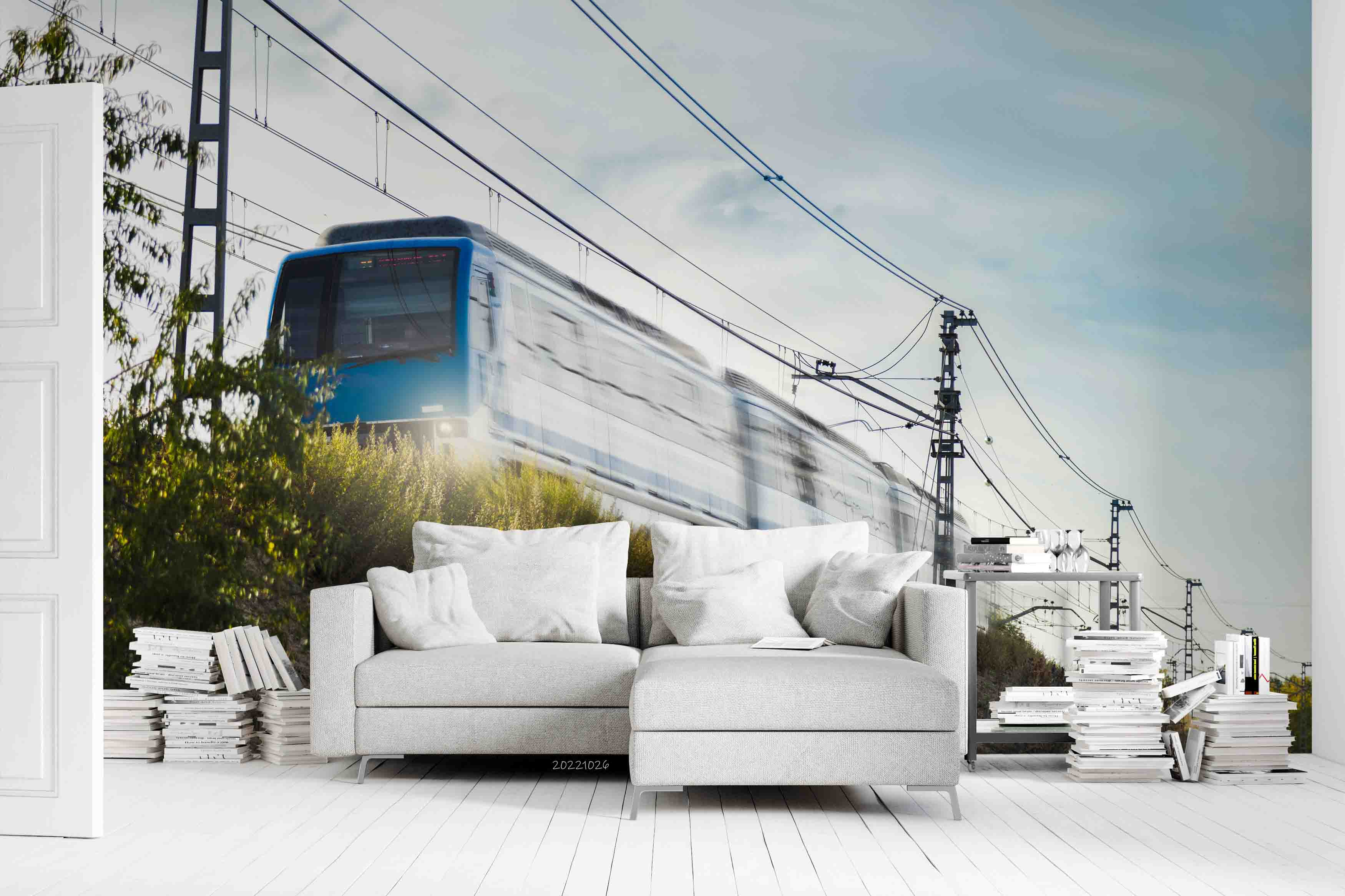 3D Fast Train Crossing Countryside Wall Mural Wallpaper GD 3172- Jess Art Decoration