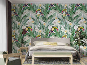 3D Watercolor Tropical Banana Leaf Toucan Hibiscus Floral Wall Mural Wallpaper GD 4219- Jess Art Decoration
