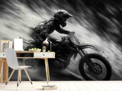 3D Sea Spindrift Person Motorbike Mud Gray Wall Mural Wallpaper YXL 76