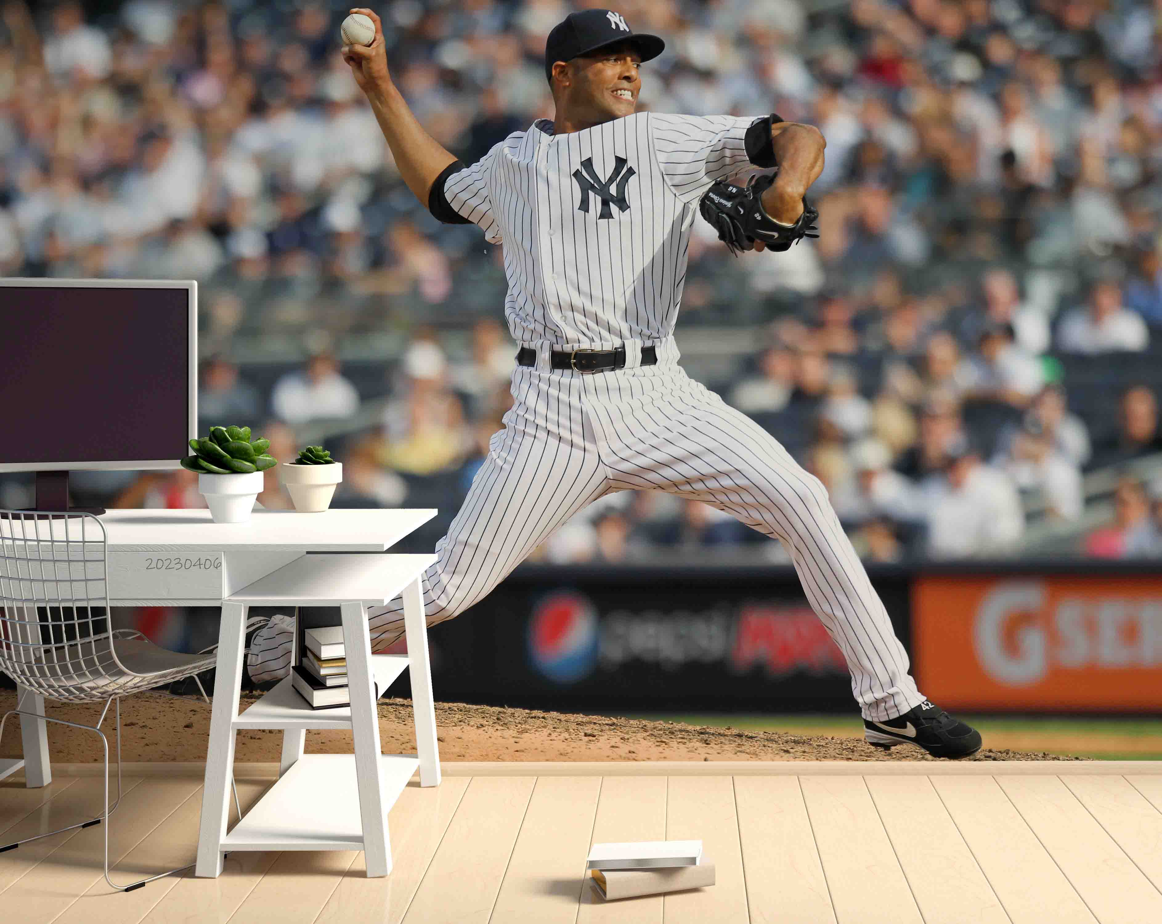 3D New York Yankees Reserve Pitcher Wall Mural Wallpaper GD 5619- Jess Art Decoration