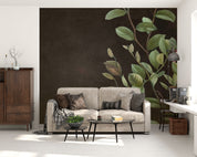 3D Green Leaves Black Background Wall Mural Wallpaper GD 4868- Jess Art Decoration