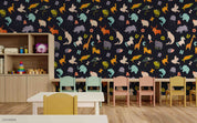 3D Childcare Nursery School Cartoon Animals Letters Kids Wall Mural Wallpaper JN 56