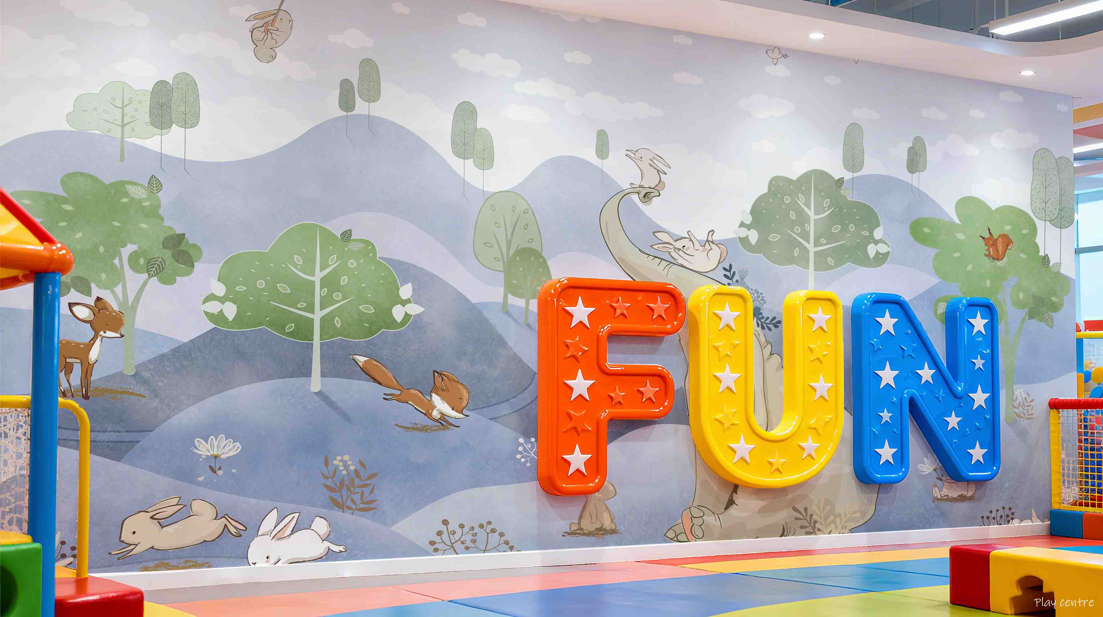 3D Play Centre Amusement Park Funfair Carnie Cartoon Animals Scenery Wall Mural Wallpaper 30