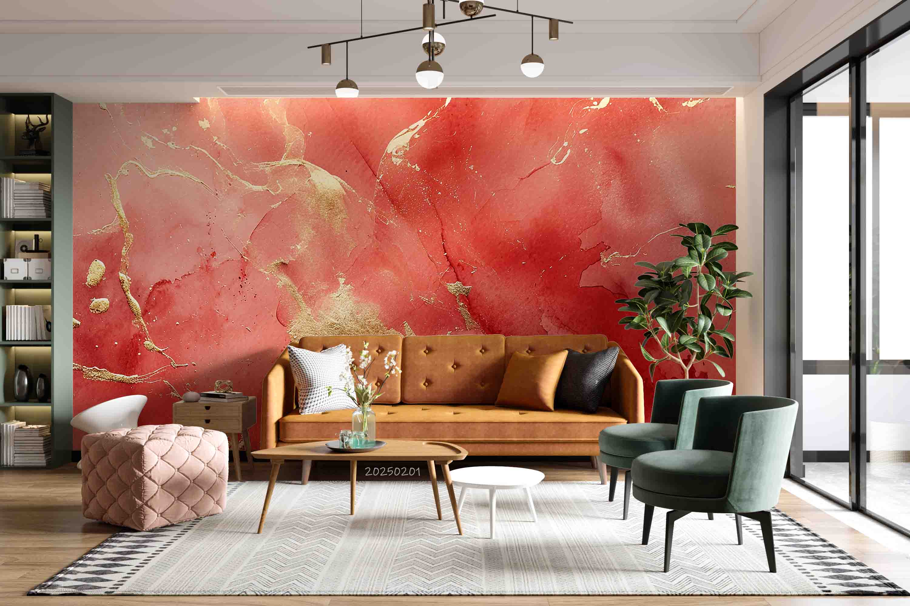 3D Watercolor Red Marble Texture Wallpaper Wall Mural Wall Decor Wall Art Wall Sticker Remoable Wallpaper LQH 34
