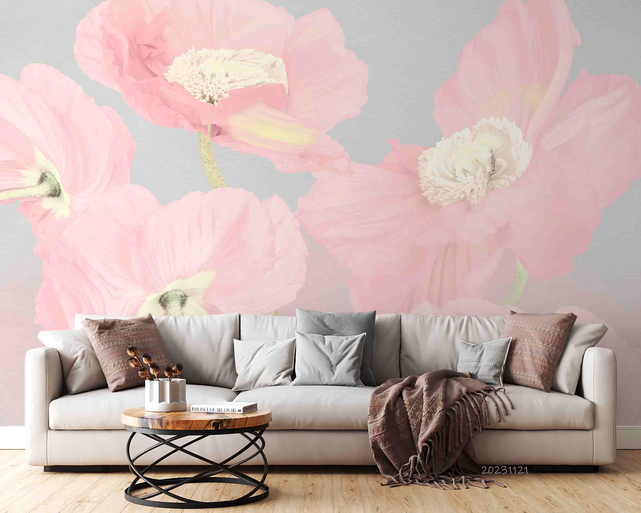 3D Floral Leaf Phalaenopsis Blue Wall Mural Wallpaper YXL 3126