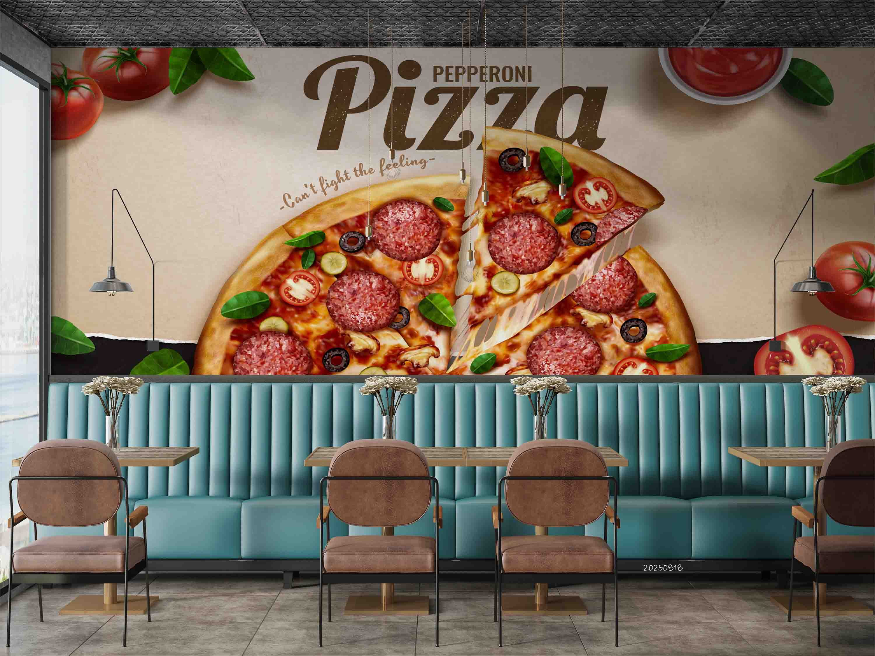 3D Restaurant Snack Bar Diner Fast Food Pizza Wall Mural Wallpaper 25