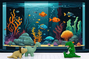 3D Animal Fish Tank Fish Coral Bubble Stone Wall Mural Wallpaper YXL 17