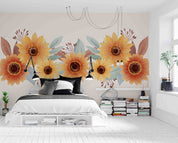 3D Beautiful Watercolor Sunflower Border Wall Mural Wallpaper GD 3398- Jess Art Decoration