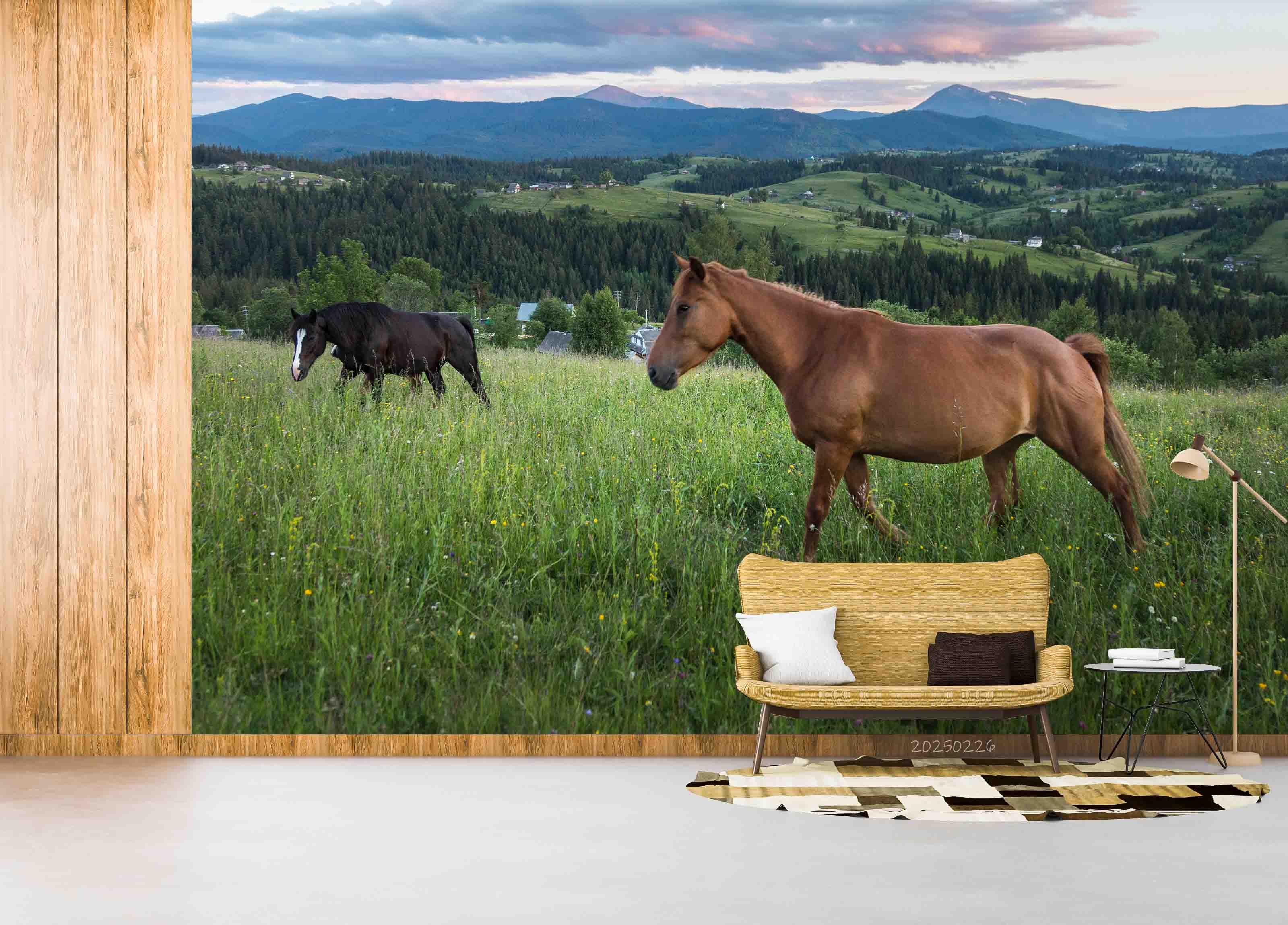 3D Nature Sky Mountains Grassland Horse Wallpaper Wall Mural Wall Decor Wall Art Wall Sticker Remoable Wallpaper LQH
