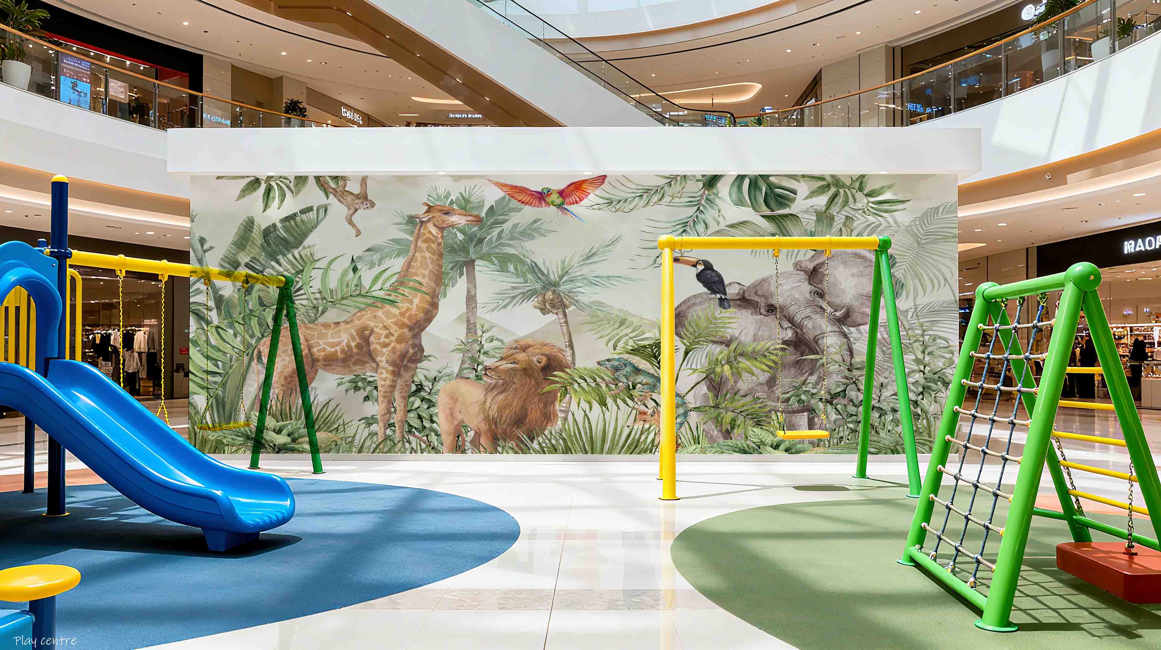 3D Play Centre Amusement Park Funfair Carnie Forest Animals Wall Mural Wallpaper 2