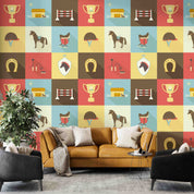 3D Horse Dressage Icon Wall Mural Wallpaper GD 5349- Jess Art Decoration