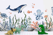 3D Animal Octopus Sea Turtle Coral Stone Fish Whale Wall Mural Wallpaper YXL 41