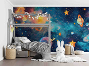 3D The Earth Star Rocket Cloud Wall Mural Wallpaper YXL 224