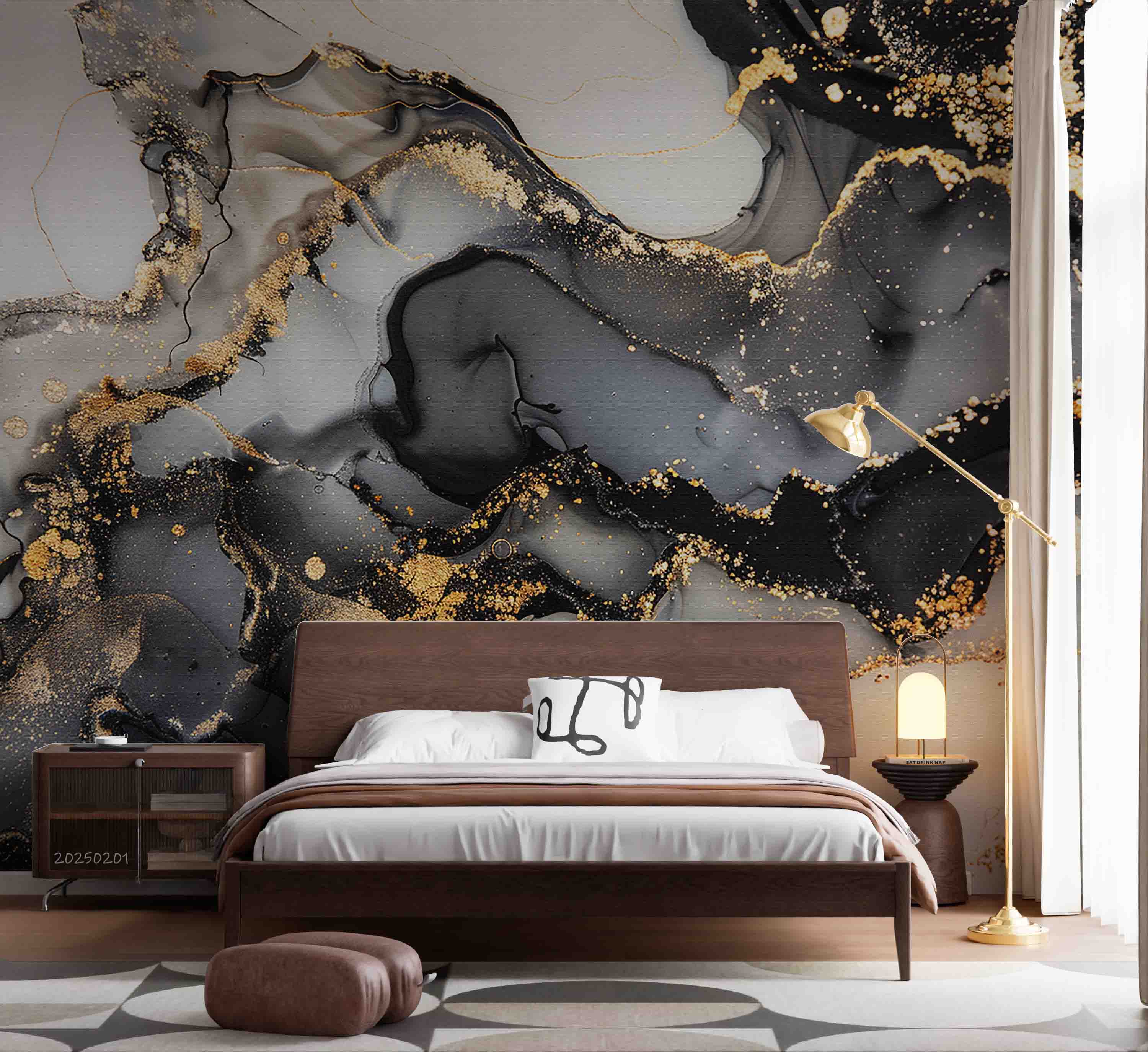 3D Watercolor Black Marble Texture Wallpaper Wall Mural Wall Decor Wall Art Wall Sticker Remoable Wallpaper LQH 10