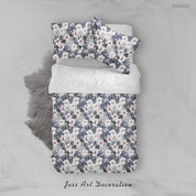 3D Floral Leaf Gray Quilt Cover Set Bedding Set Duvet Cover Pillowcase 518
