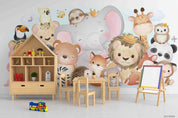 3D Childcare Nursery School Cartoon Kids Animals Wall Mural Wallpaper JN 54