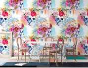 3D Watercolor Peony Skull Wreath Pattern Wall Mural Wallpaper GD 5193- Jess Art Decoration