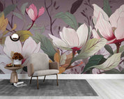 3D Hand Drawn Pink Magnolia Blossom Wallpaper Wall Mural Wall Decor Wall Art Wall Sticker Remoable Wallpaper 6