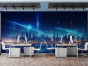 3D Office Business Technology Dubai City Illuminated Neon Wall Mural Wallpaper 8