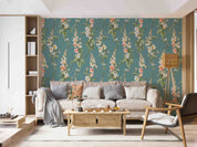 3D Floral Leaf Blue Background Wallpaper Wall Mural Wall Decor Wall Art Wall Sticker Remoable Wallpaper