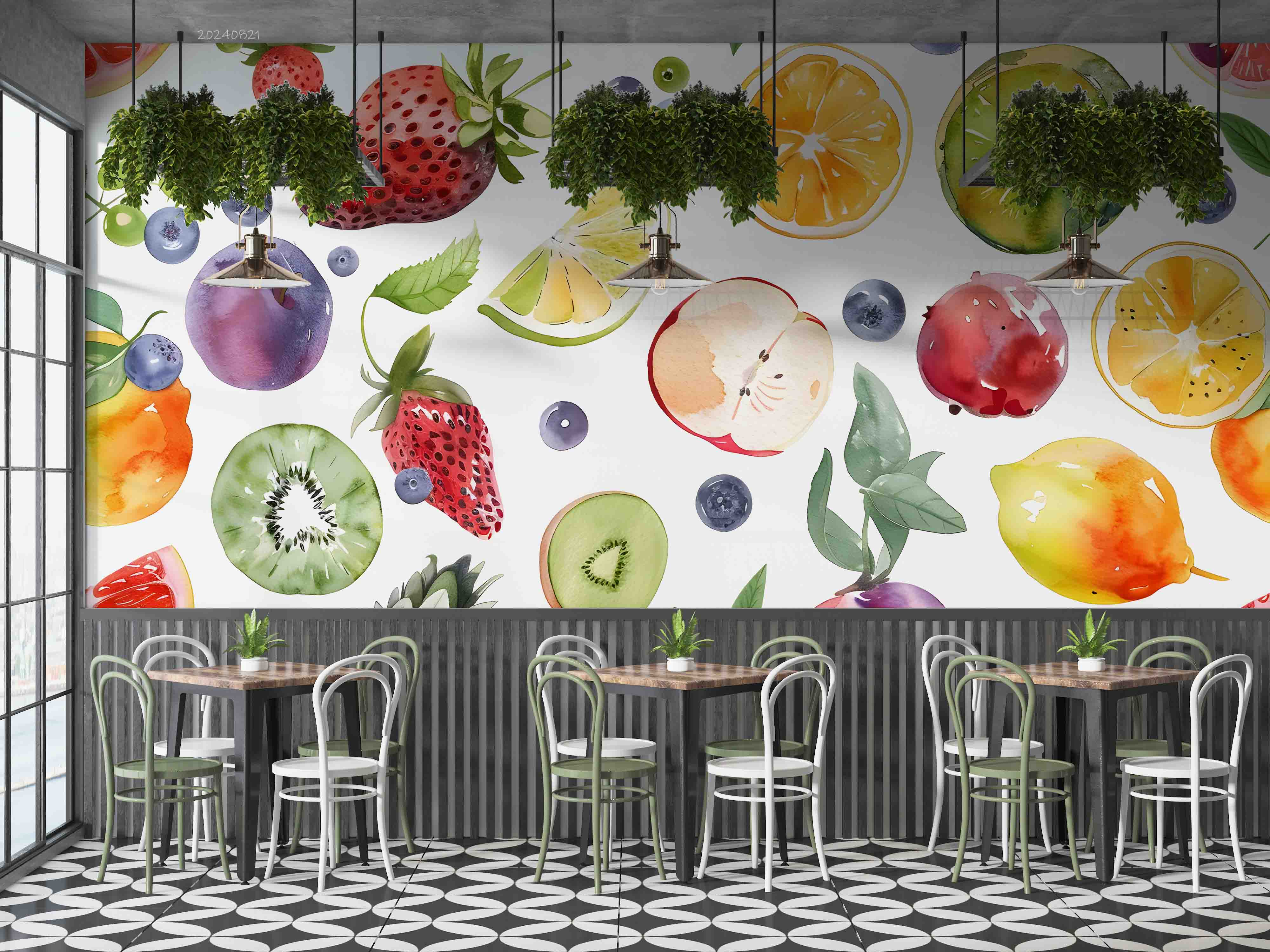 3D Apple Strawberry Kiwi Fruit Wall Mural Wallpaper YXL 283
