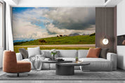 3D Sky Cloud Mountains Grassland Cow Wallpaper Wall Mural Wall Decor Wall Art Wall Sticker Remoable Wallpaper LQH