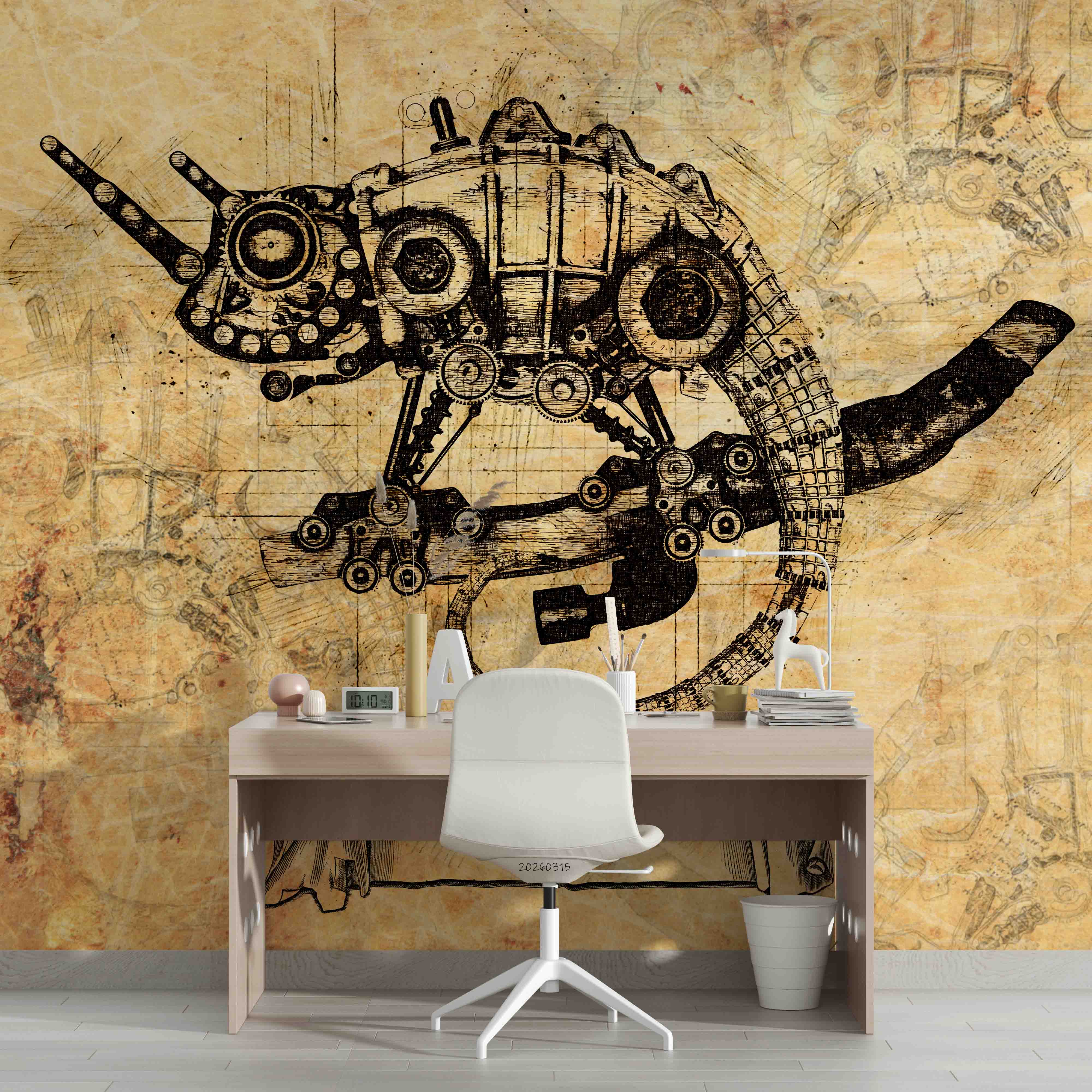 3D Retro Mechanical Chameleon Steampunk Wallpaper Wall Mural Wall Decor Wall Art Wall Sticker Remoable Wallpaper 20