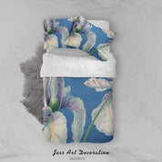 3D Floral Lily Blue Quilt Cover Set Bedding Set Duvet Cover Pillowcase 236