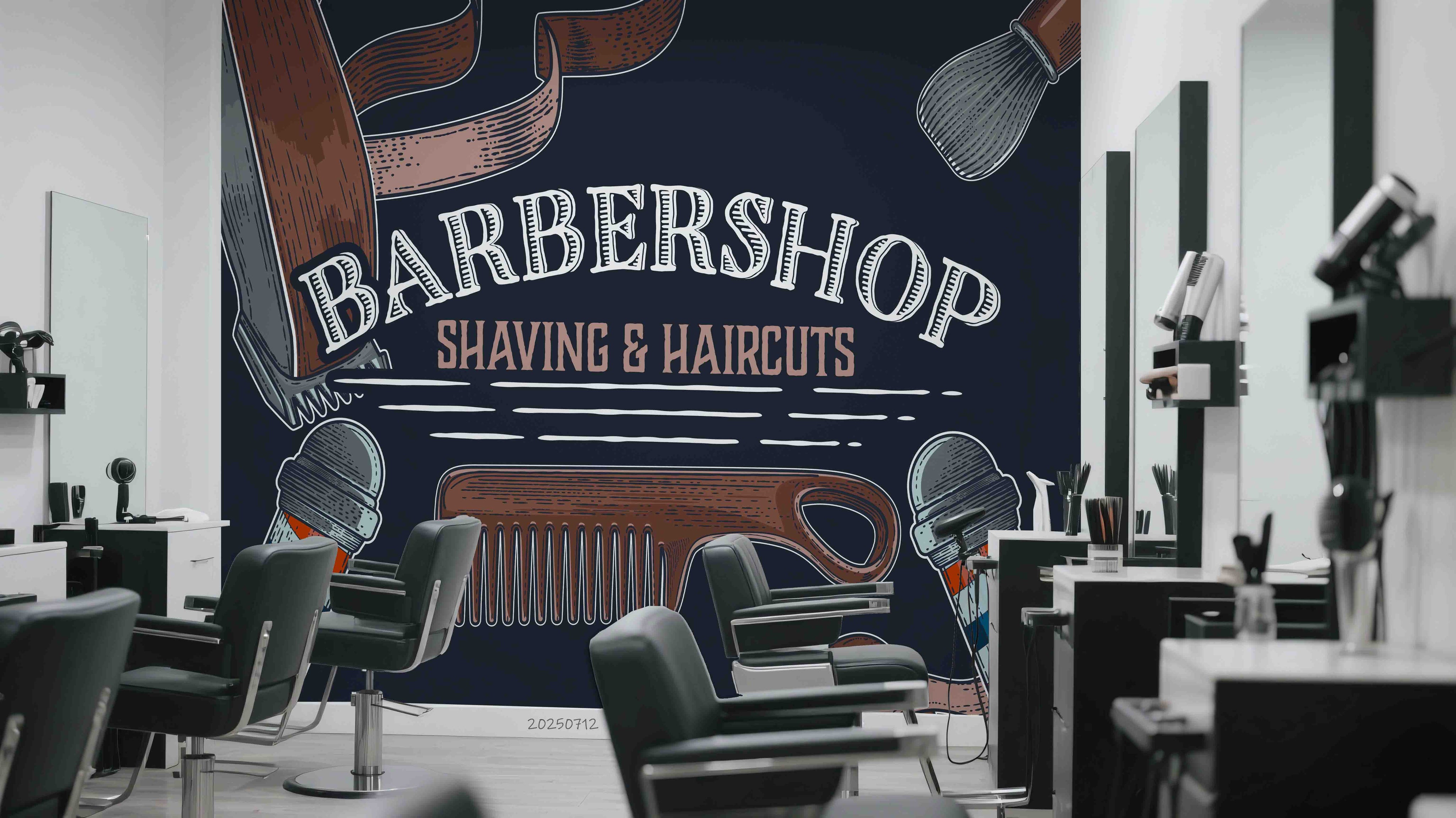 3D Barber Shop Hair Salon Haircut Specialist Shaving Wall Mural Wallpaper 5