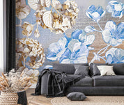 3D Watercolor Blue Brown Floral Wallpaper Wall Mural Wall Decor Wall Art Wall Sticker Remoable Wallpaper LQH 13