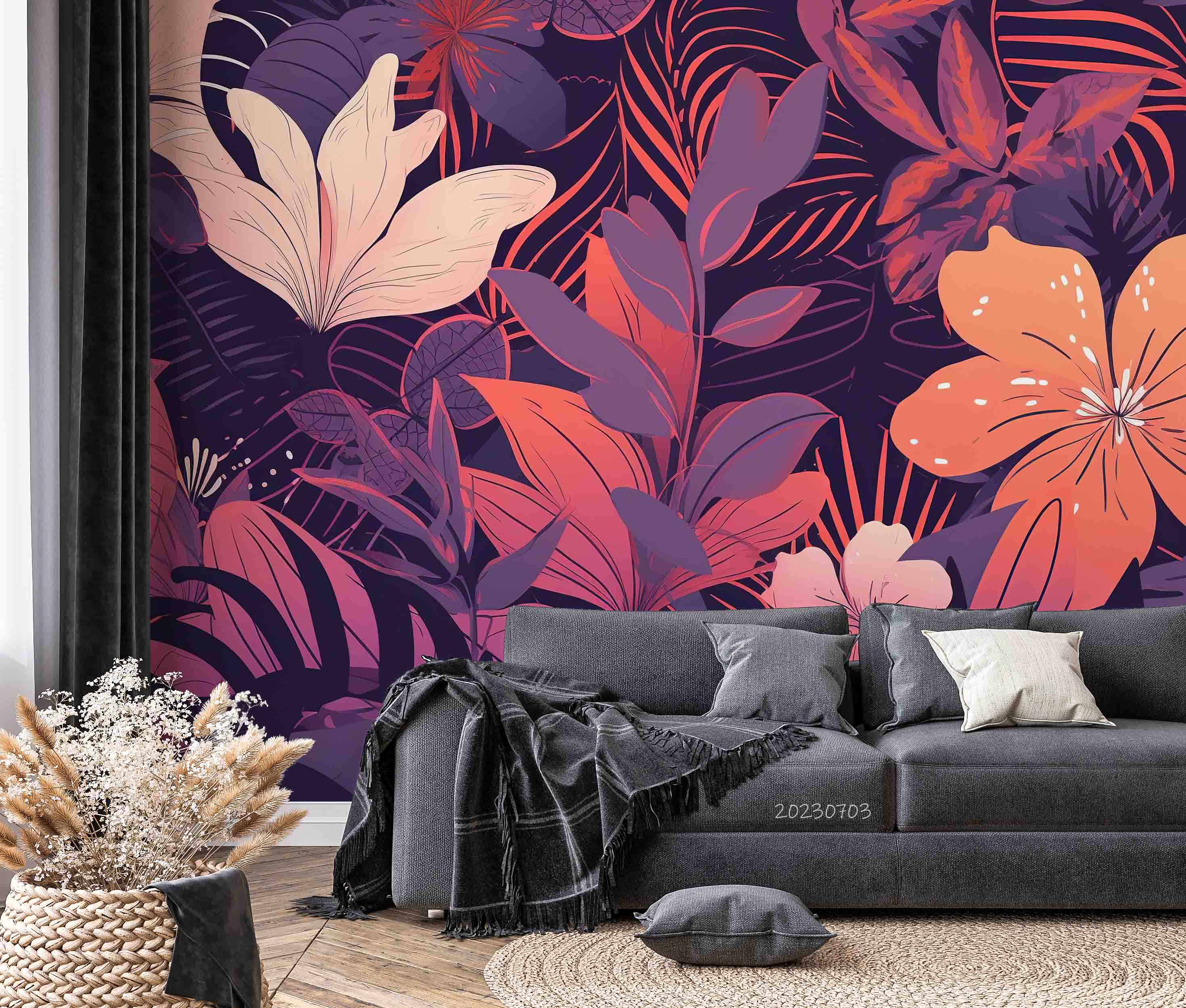 3D Floral Leaf Colours Magnolia Flower Wall Mural Wallpaper YXL 1803