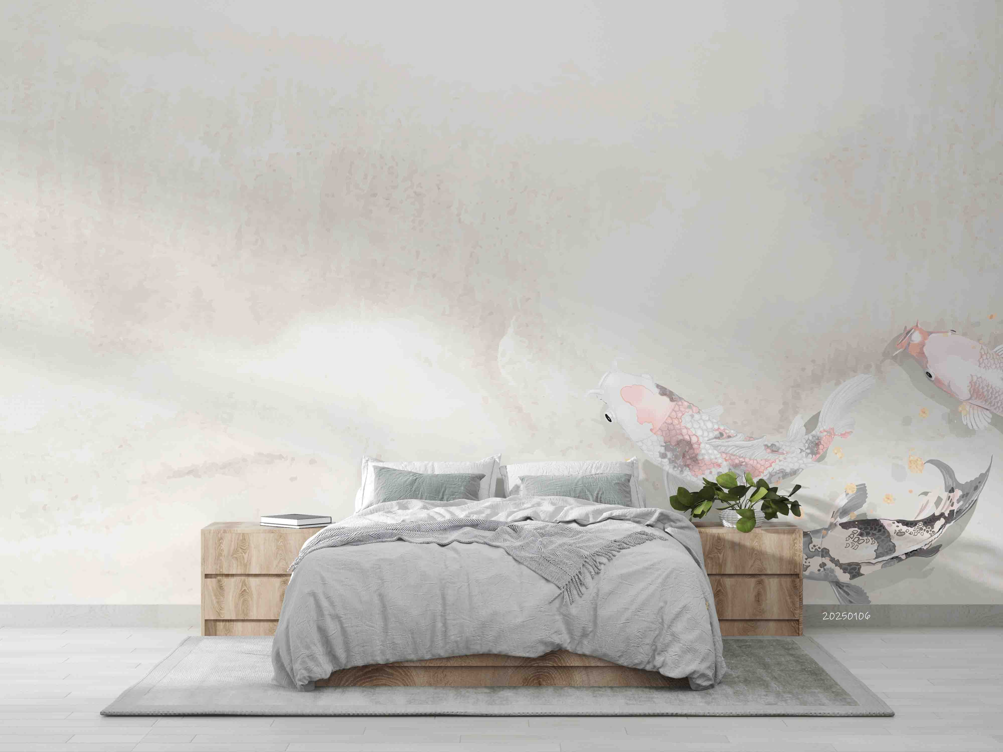 3D Watercolor Animal Goldfish Wallpaper Wall Mural Wall Decor Wall Art Wall Sticker Remoable Wallpaper LQH