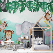 3D Animal Elephant Giraffe Flamingo Monkey Wall Mural Wallpaper YXL 2632
