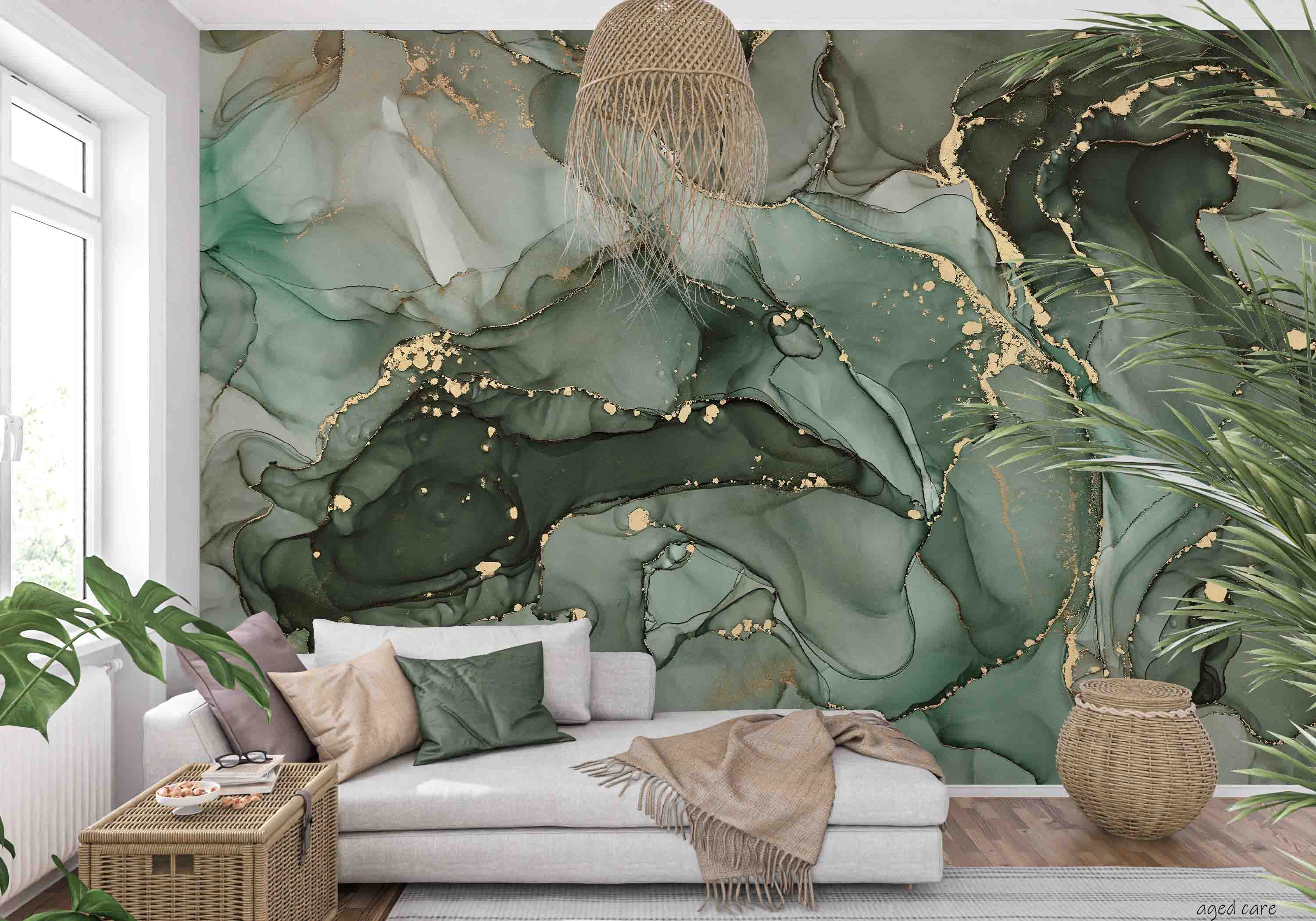 3D Aged Care Retirement Home Gerocomium Rest Home Marble Green Wall Mural Wallpaper 18