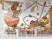 3D Restaurant Snack Bar Diner Fast Food Ramen Japanese Noodle Wall Mural Wallpaper 16