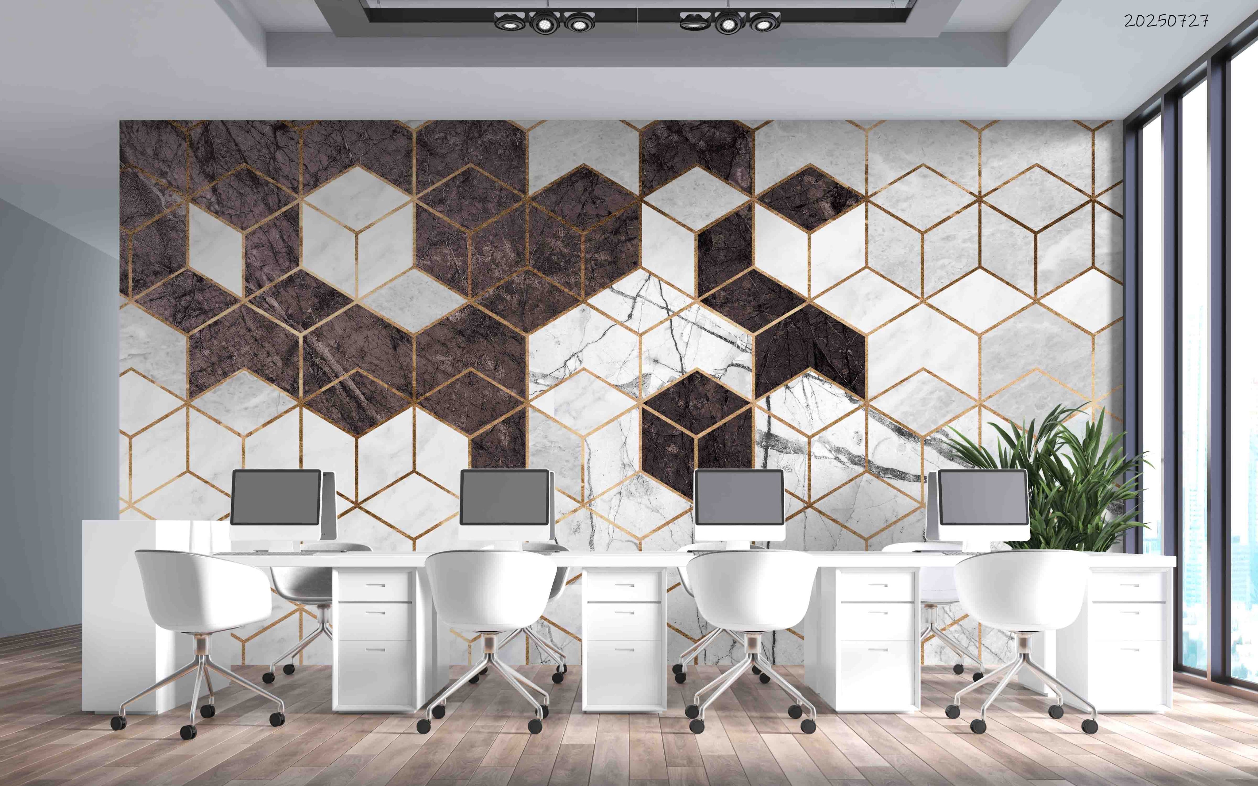 3D Office Business Technology Geometric Polygon Wall Mural Wallpaper 13