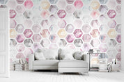 3D Watercolor Hexagonal Honeycomb Fabric Cover Wall Mural Wallpaper GD 5127- Jess Art Decoration