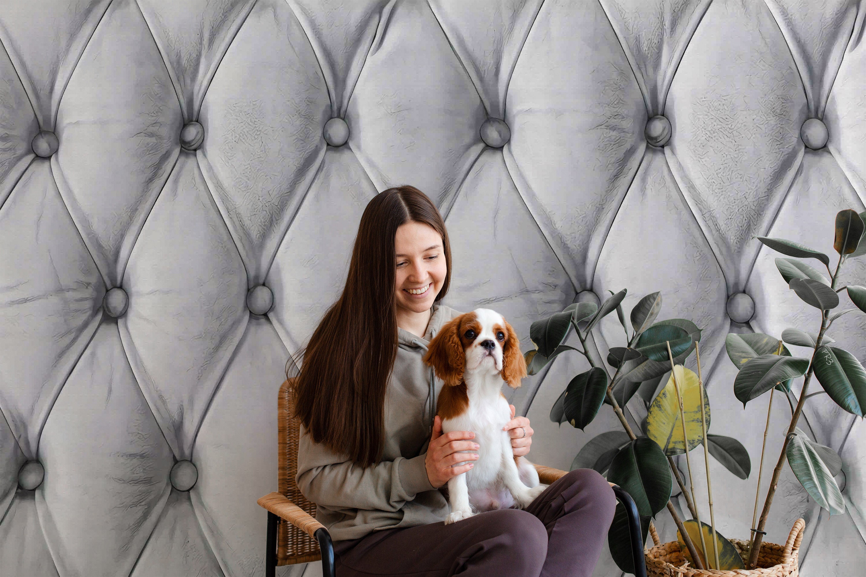 3D Luxury Gray Fabric Texture Old Sofa Wall Mural Wallpaper GD 3812- Jess Art Decoration
